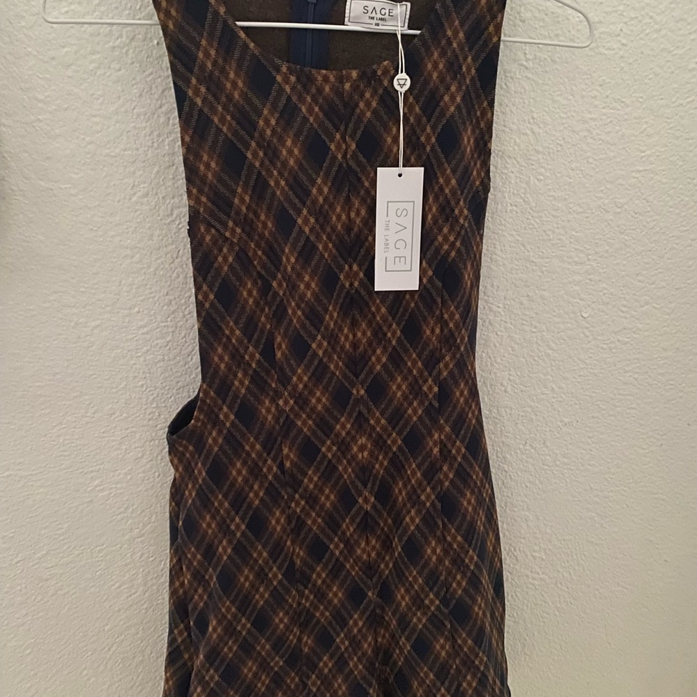 Sage Navy and Brown Plaid Dress